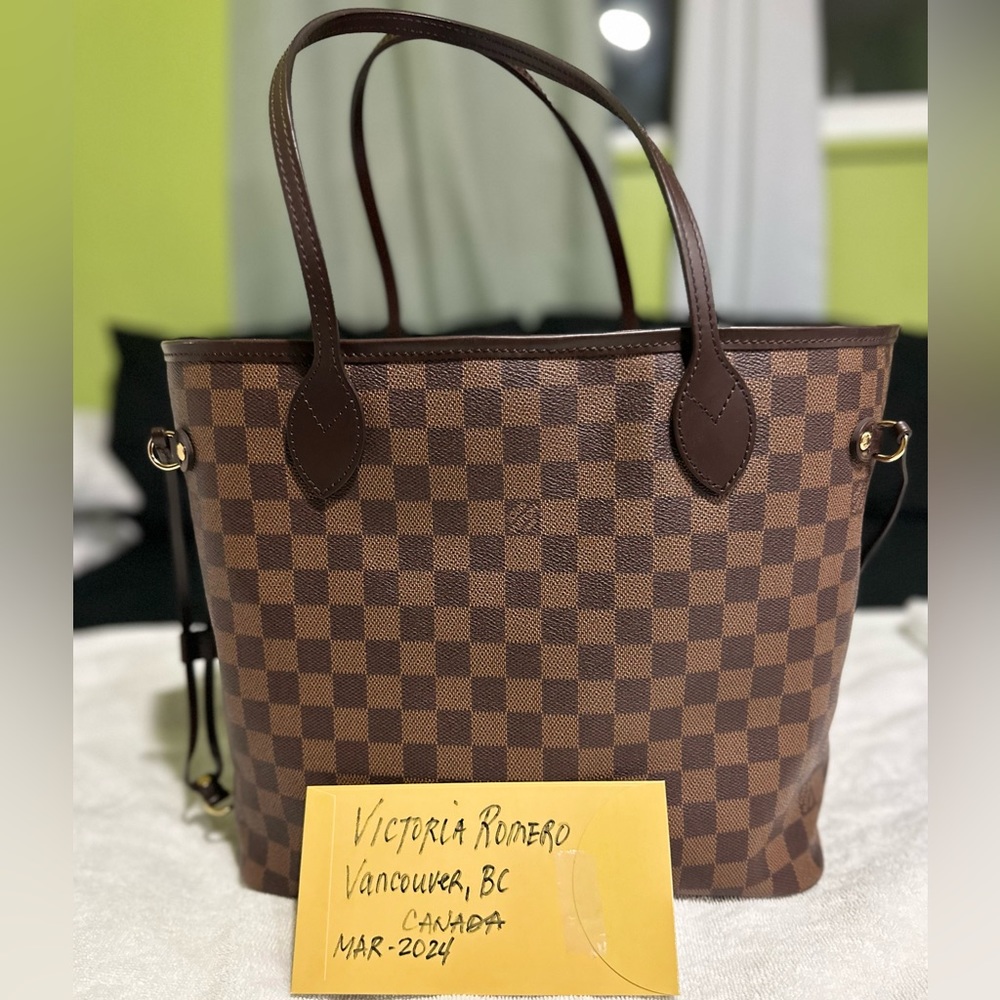 Louis Vuitton Neverfull MM Damier Ebene Rose Ballerine Like New
